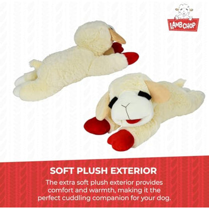 Multipet Lamb Chop Dog Plush Toy - Squeaky Toy for All Dogs - Extra Soft Plush - Stuffed Animal for Cuddling & Playing - Jumbo (24", Cream) - New