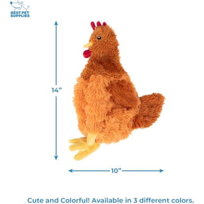 Best Pet Supplies Interactive Squeaky Dog Chew Toy, Ideal Dog Toys for Chewers, Small, Medium & Large Dogs, and Fetch Lovers - Crinkle Chicken (Brown), Large - New