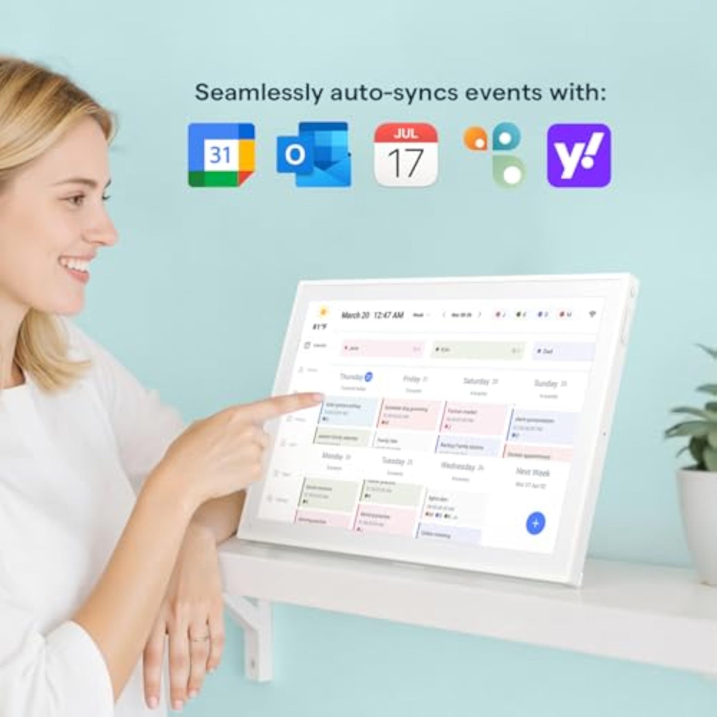 Digital Calendar, 10.1inch Smart WiFi Electronic Calendar&Chore Chart, IPS Touch Screen HD Display for Family Schedules, Share Moments Instantly from Anywhere - New