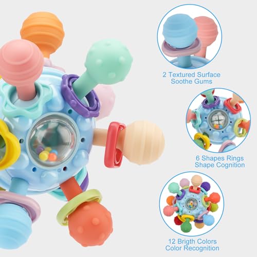 Baby Montessori Sensory Toys for 0-6 6-12 Months, Baby Teether Teething Toys for Babies 0 3 6 9 12 18 Months, Newborn Infant Learning Developmental Toys Gifts for 1 2 Year Old Boys Girls - New