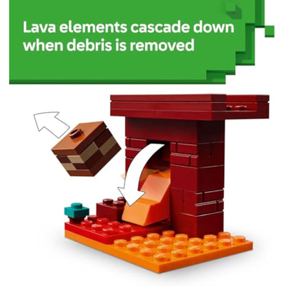 LEGO Minecraft The Nether Lava Battle Toy and Playset - Building Minecraft Toy for Kids, Ages 6+ - Alex, Wither Skeleton, Blaze and Strider Figures for Pretend Play - Gift Idea for Birthdays - 21266 - New