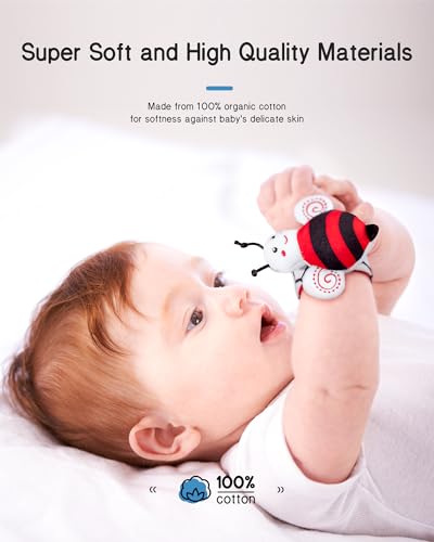 Infinno High Contrast Baby Toys Infant Rattle Socks and Wristband Set, Ideal Baby Sensery Toy Gifts for Newborn 0-12 Months, Perpect Black and White Toys for Boys and Girls As Baby Shower Gifts - New