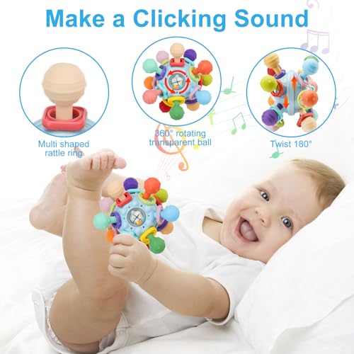 Baby Montessori Sensory Toys for 0-6 6-12 Months, Baby Teether Teething Toys for Babies 0 3 6 9 12 18 Months, Newborn Infant Learning Developmental Toys Gifts for 1 2 Year Old Boys Girls - New