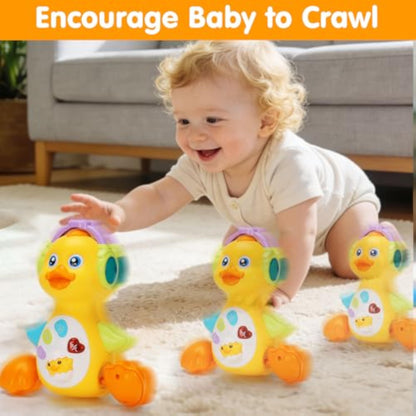 Tsomtto Baby Musical Light Up Duck Toy, Baby Toys 0-3-6-9-12 Months Dancing Crawling Tummy Time Toys, Newborn Infant Learning Toy Gifts for 0 3 4 5 6 7 8 Month Old Baby Boys Girls - New