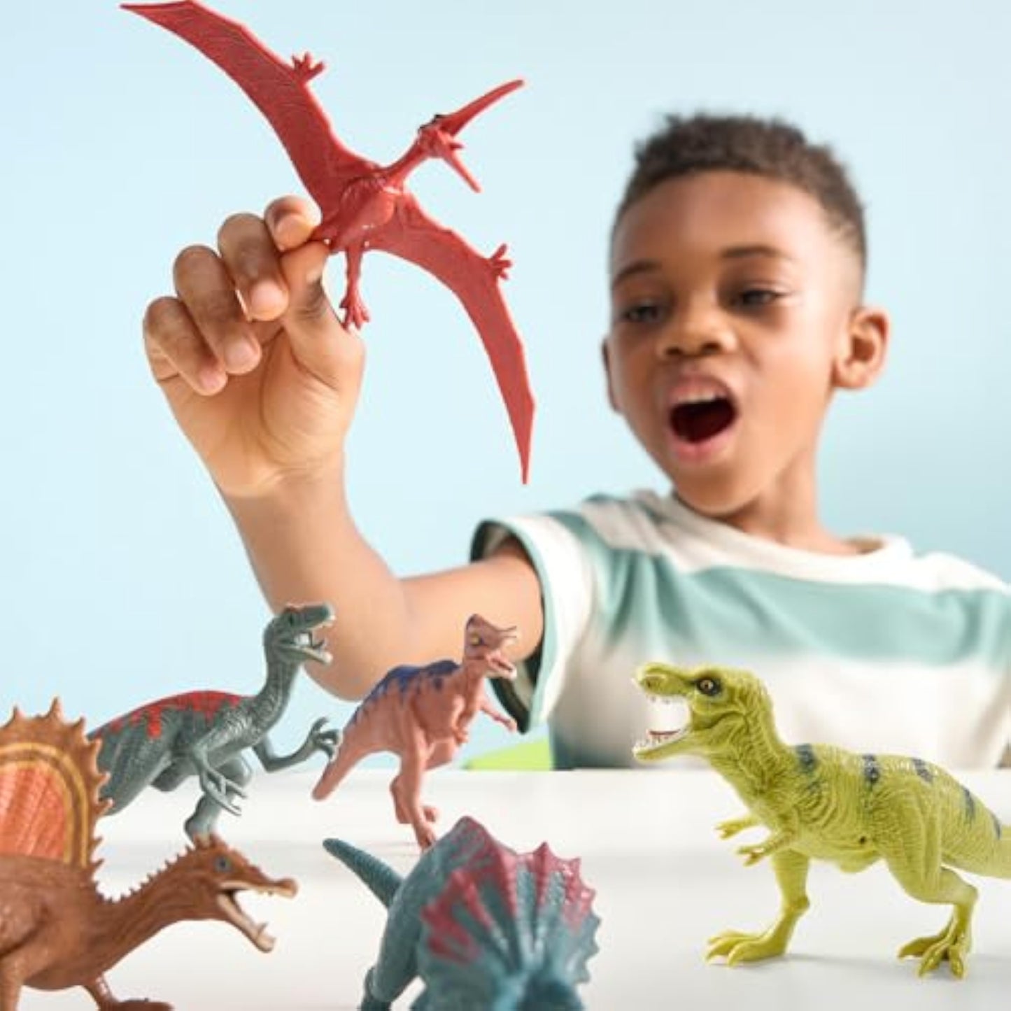 JOYIN Dinosaur Toys with Activity Play Mat & Storage Cage, 17 PCS Realistic Dinosaur Figures & Trees for Toddlers Kids Ages 3-5, Ideal for Boys and Girls Gift - New