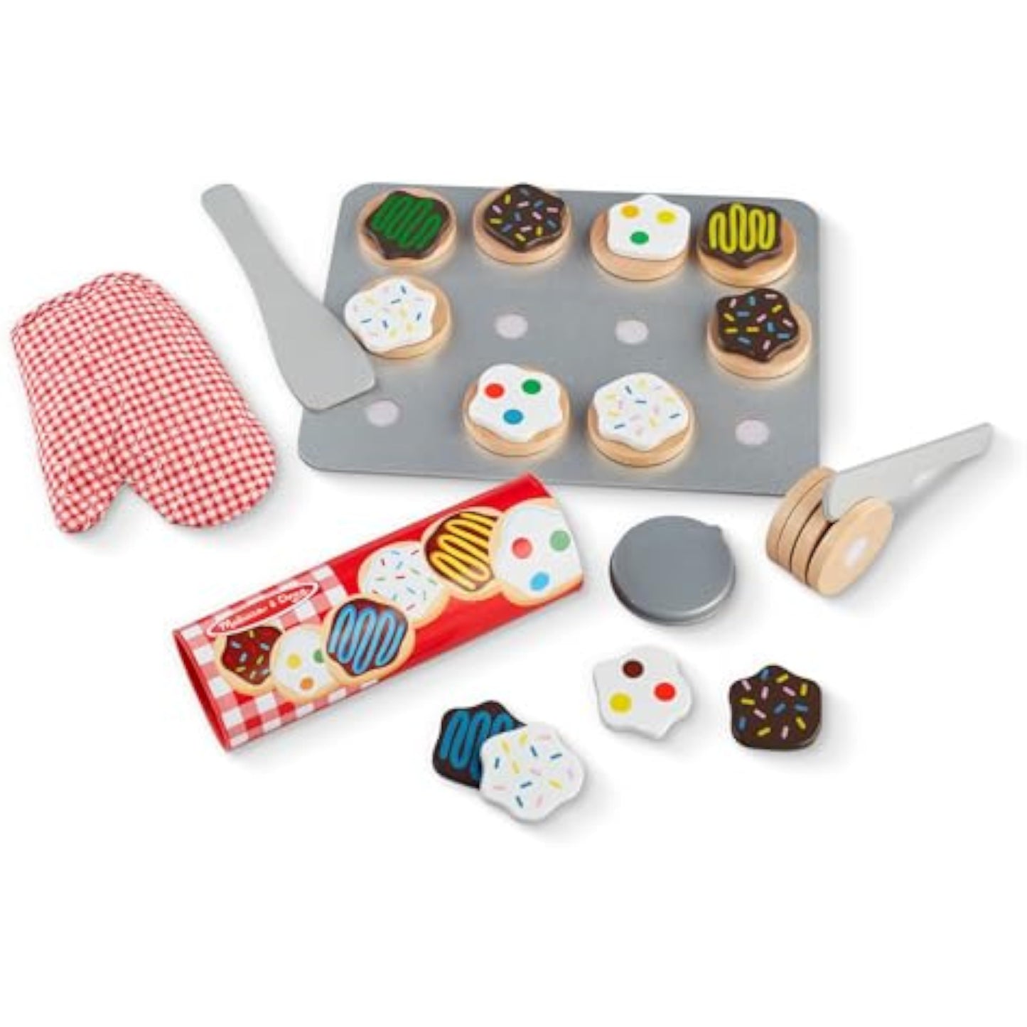 Melissa & Doug Slice & Bake Cookie Set with Wooden Play Food, Colorful Toppings & Play Kitchen Accessories, Preschool Learning Toys for Girls & Boys 3+ - New