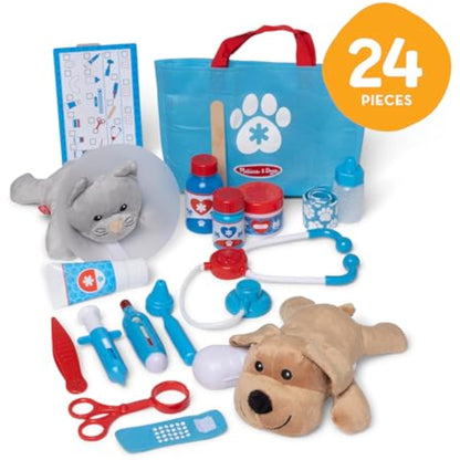 Melissa & Doug Examine and Treat Pet Vet Play Set, 24-Piece Animal Doctor Playset with Dog & Cat Plushies, Pet Doctor Kit & Accessories, Preschool Toys for Girls & Boys Ages 3+ - New