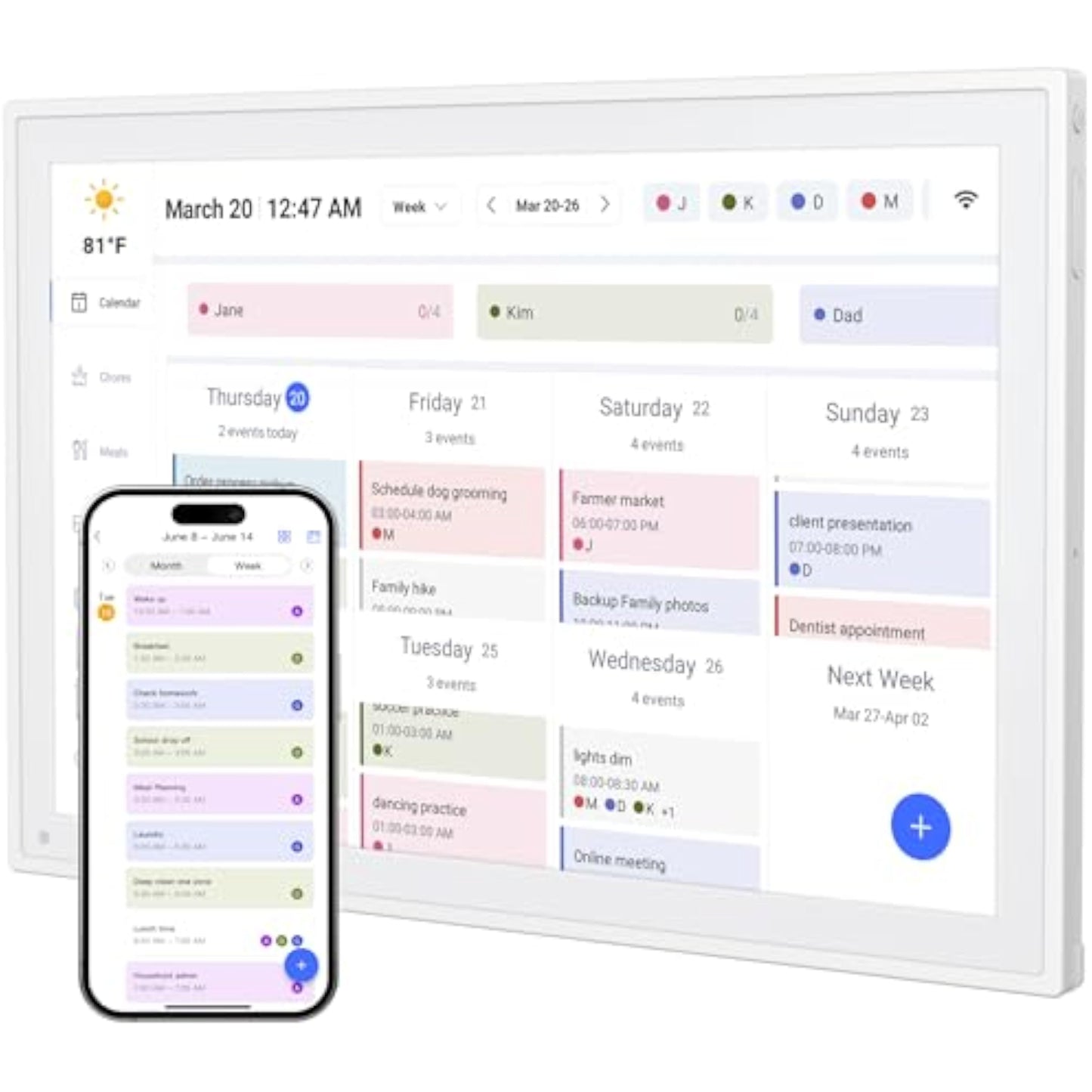 Digital Calendar, 10.1inch Smart WiFi Electronic Calendar&Chore Chart, IPS Touch Screen HD Display for Family Schedules, Share Moments Instantly from Anywhere - New