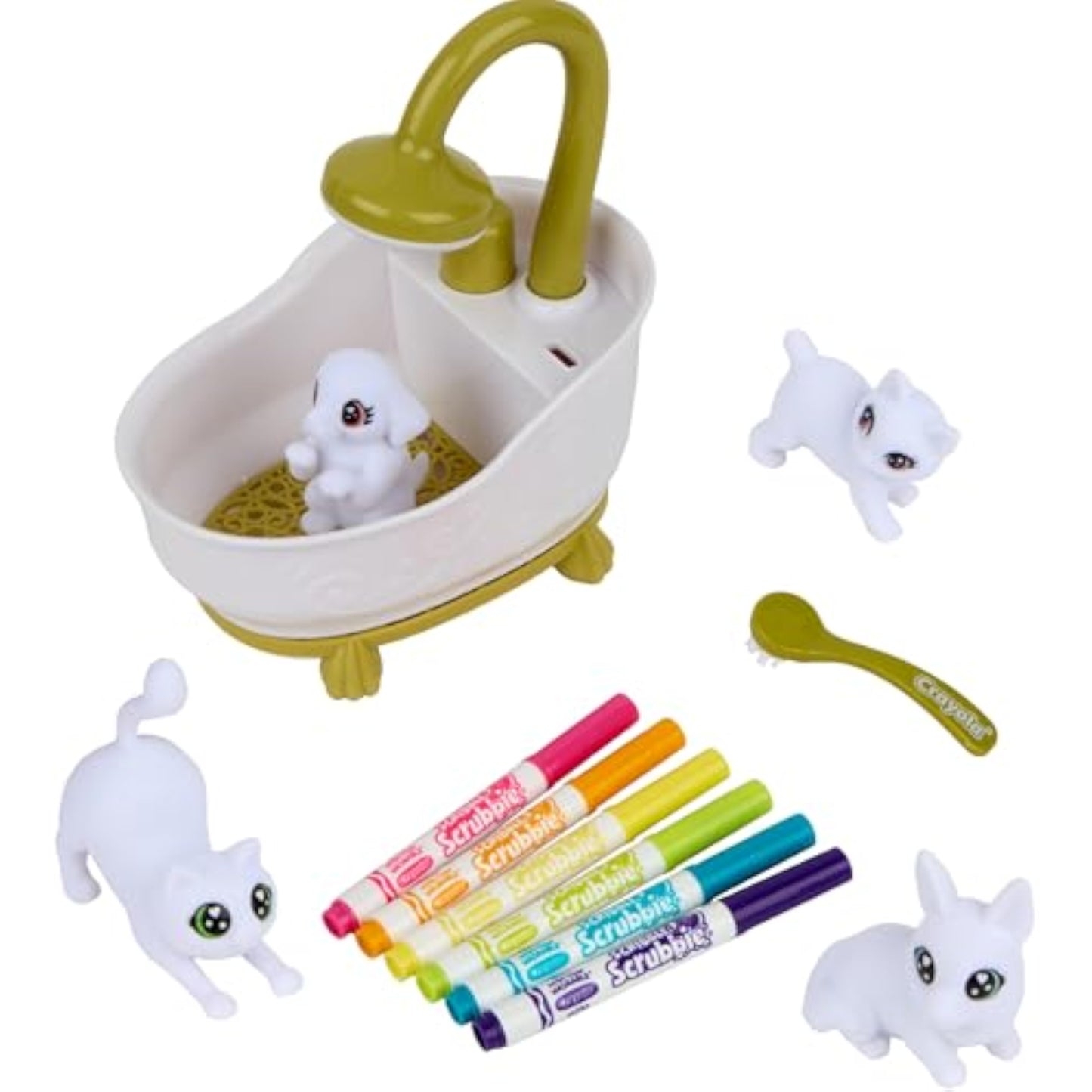 Crayola Scribble Scrubbies Glam Pack (4 Pets), Washable Pet Care Toy & Coloring Animal Craft Kit, Gift for Kids, Playset for Girls & Boys, Ages 3+ - New