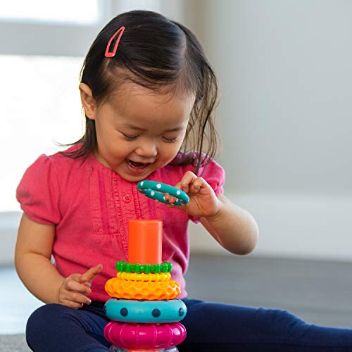 Sassy Stacks of Circles Stacking Ring STEM Learning Toy, Age 6+ Months, Multi, 9 Piece Set - New