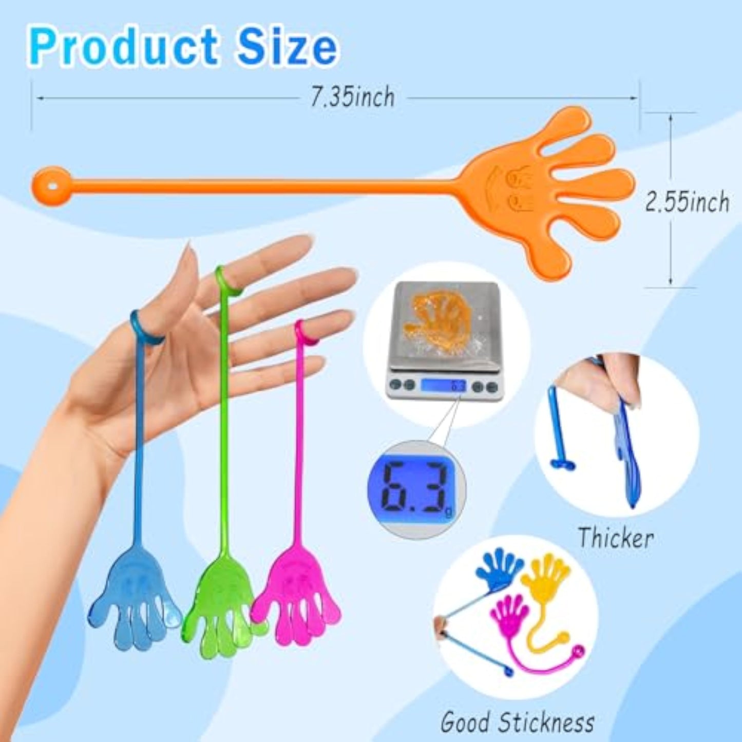 Sticky Hands Bulk 48 PCS Party Favors for Kids 4-8 8-12 Stretchy Sticky Hand Toy Goodie Bag Stuffers Fillers Treasure Box Toys Classroom Prizes School End of Year Student Gifts Birthday Party Supplies - New