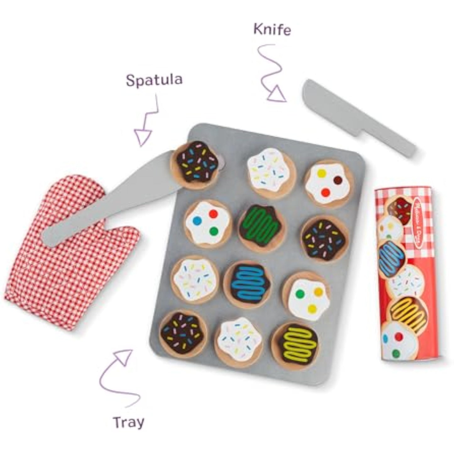 Melissa & Doug Slice & Bake Cookie Set with Wooden Play Food, Colorful Toppings & Play Kitchen Accessories, Preschool Learning Toys for Girls & Boys 3+ - New