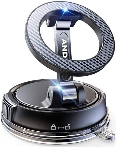 ANDERY Car Phone Holder for Magsafe [78+LBS Strongest Suction & 2400gf Strongest Magnetic] 360° Adjustable Car Phone Mount, Phone Holders for Your Car for iPhone 17-12 Pro Max Air Plus (Carbon Fiber) - New