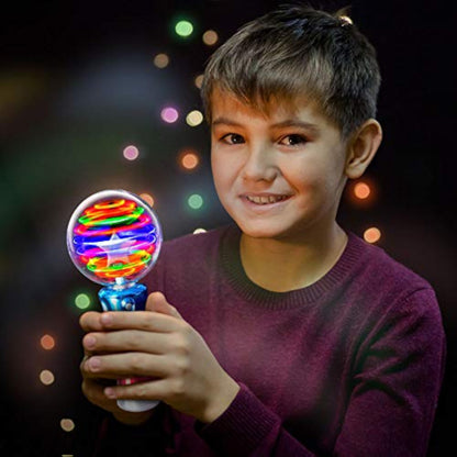ArtCreativity Spinning Light Up Toy Wand – Magic Ball with LED Lights, Sensory Spinner for Kids, Party Favors & Classroom Prizes, Autism-Friendly Gift - New