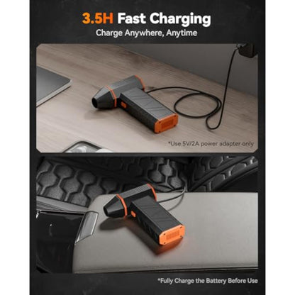 WOLFBOX MegaFlow 50 Compressed Air Duster-110000RPM Super Power Electric Air Duster, 3-Gear Adjustable Mini Blower with Fast Charging, Dust Blower for Computer, Keyboard, House, Outdoor and Car - New