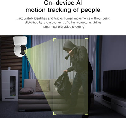 Javiscam Security Camera, 2K Wireless Camera Indoor, AI alerts of People and Pets, 2.4GHz WiFi Indoor Camera for Baby/Pet/Nanny, 2 Way Audio, IR Night Vision, 360-degree Pet Camera for Home Security