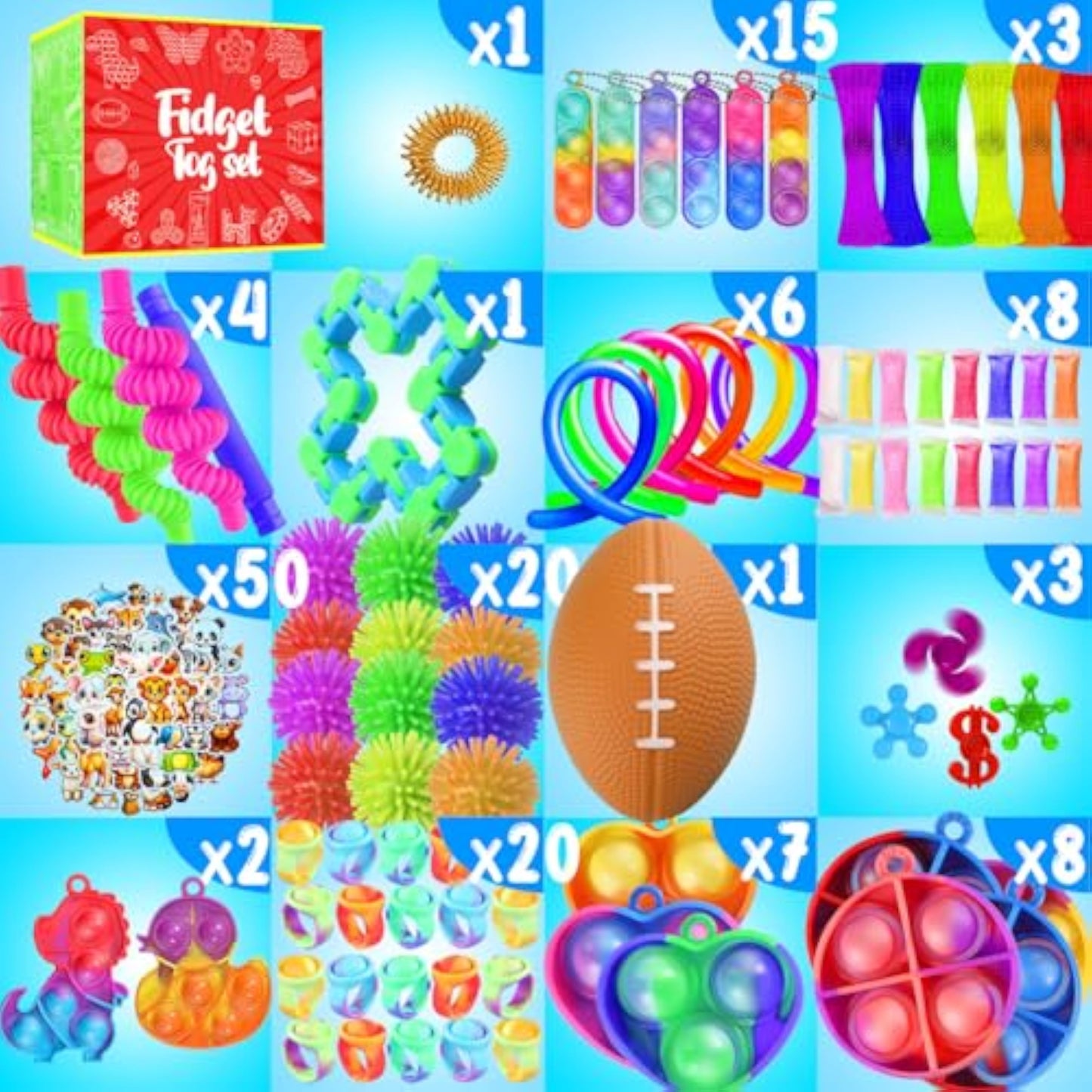 Fidget Toys, 160 Pack Party Favors for Kids 8-12 4-8, Sensory Toys Bulk Autism Autistic, Treasure Box Toys for Classroom, Stocking Stuffers, Goodie Bag Stuffers, Christmas Birthday Gifts Prizes - New
