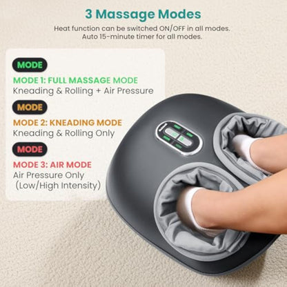 Nekteck Shiatsu Foot Massager with Heat [2026 Upgraded], 3 Modes Deep Kneading Therapy Air Compression, Feet Massage for Plantar Fasciitis, Relaxation Gifts for Men Women Mom Dad Birthday Father's Day - New