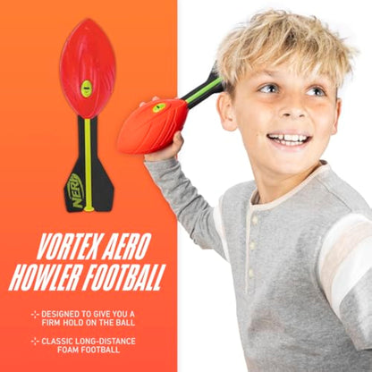 Nerf Vortex Aero Howler Foam Ball, Classic Long-Distance Football, Flight-Optimizing Tail, Whistling Sound, Indoor & Outdoor Fun, Christmas Stocking Stuffers for Kids - New