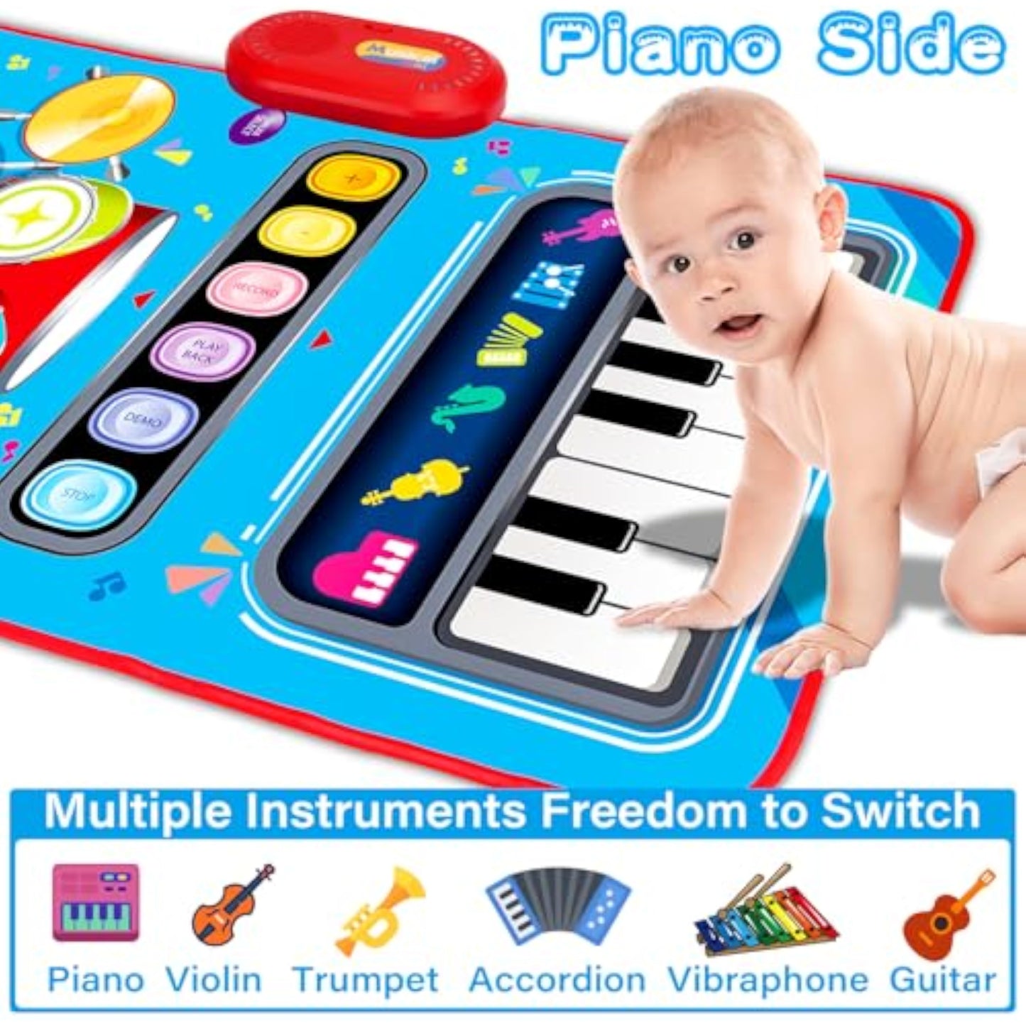 Baby Toys for 1 Year Old: Baby Musical Mat Toddler Toys Age 1-2 - 2 in 1 Piano Drum Babies Play Mat - Infant Music Toy 12-18 Months Babies Birthday Valentines Gifts for 1 2 3 Year Old Boys Girls - New