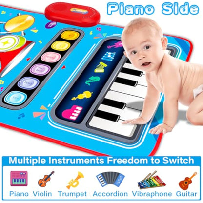 Baby Toys for 1 Year Old: Baby Musical Mat Toddler Toys Age 1-2 - 2 in 1 Piano Drum Babies Play Mat - Infant Music Toy 12-18 Months Babies Birthday Valentines Gifts for 1 2 3 Year Old Boys Girls - New