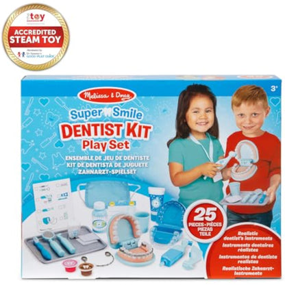Melissa & Doug Super Smile Dentist Play Set, 25-Piece Dentist Kit with Oversized Teeth, Large Tools & Accessories, Kids Toys for Girls & Boys 3+ - New