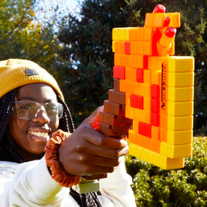 NERF Minecraft Firebrand, Dart Blasting Axe, 6 Elite Foam Darts, Design Inspired by Minecraft Axe in The Game, Pull Down Priming, Minecraft Toys - New