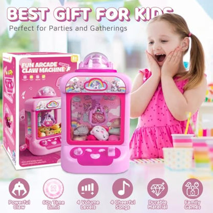 Marlrin Claw Machine for Kids, Mini Vending Machine Girls Unicorn Toys, Candy Grabber Prize Dispenser with Sound & 20 Mini Plush Toys, Electronic Arcade Game Indoor Toy for Home Party Birthday Gifts - New