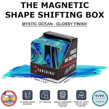 Shashibo Sensory Fidget Toy for Adults & Kids, Stress Relief Fidget Toy for Adults, Teens & Kids, Cool Fidget Toys for Desk, Classroom Must Have, Sensory Shape Shifting Cube, 100+ Possible Shapes - New