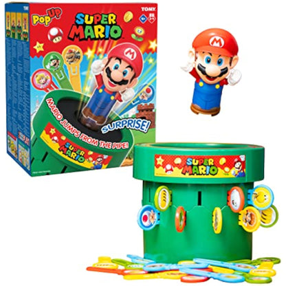 TOMY Pop Up Super Mario Game - Activities for Indoor Recess or Family Game Night - Officially Licensed Super Mario Toys for Kids - 2-4 Players - Ages 4 Years and Up - New