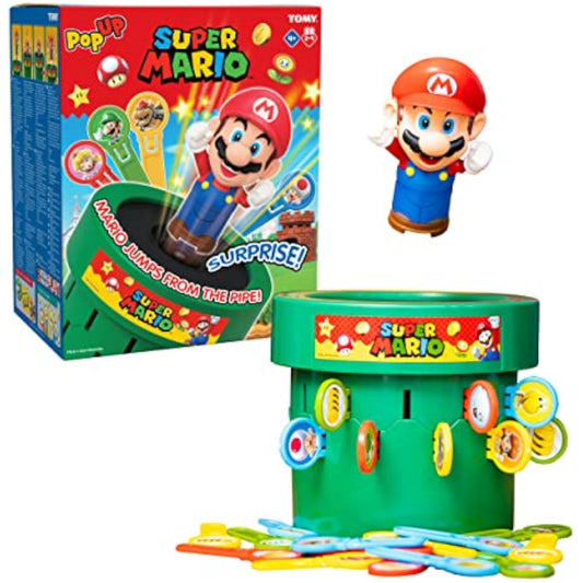 TOMY Pop Up Super Mario Game - Activities for Indoor Recess or Family Game Night - Officially Licensed Super Mario Toys for Kids - 2-4 Players - Ages 4 Years and Up - New