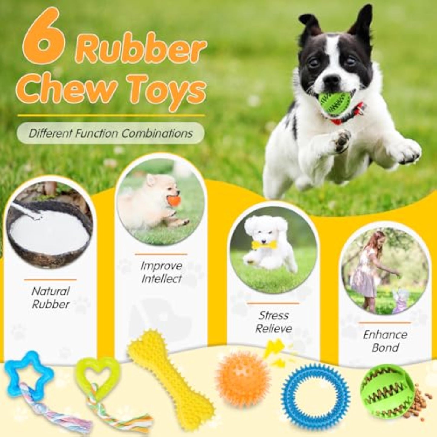 Zeaxuie 25 Pack Luxury Dog Chew Toys for Puppy, Dog Toys with Ropes, Treat Ball and Squeaky Puppy Toys for Teething Small Dogs - New