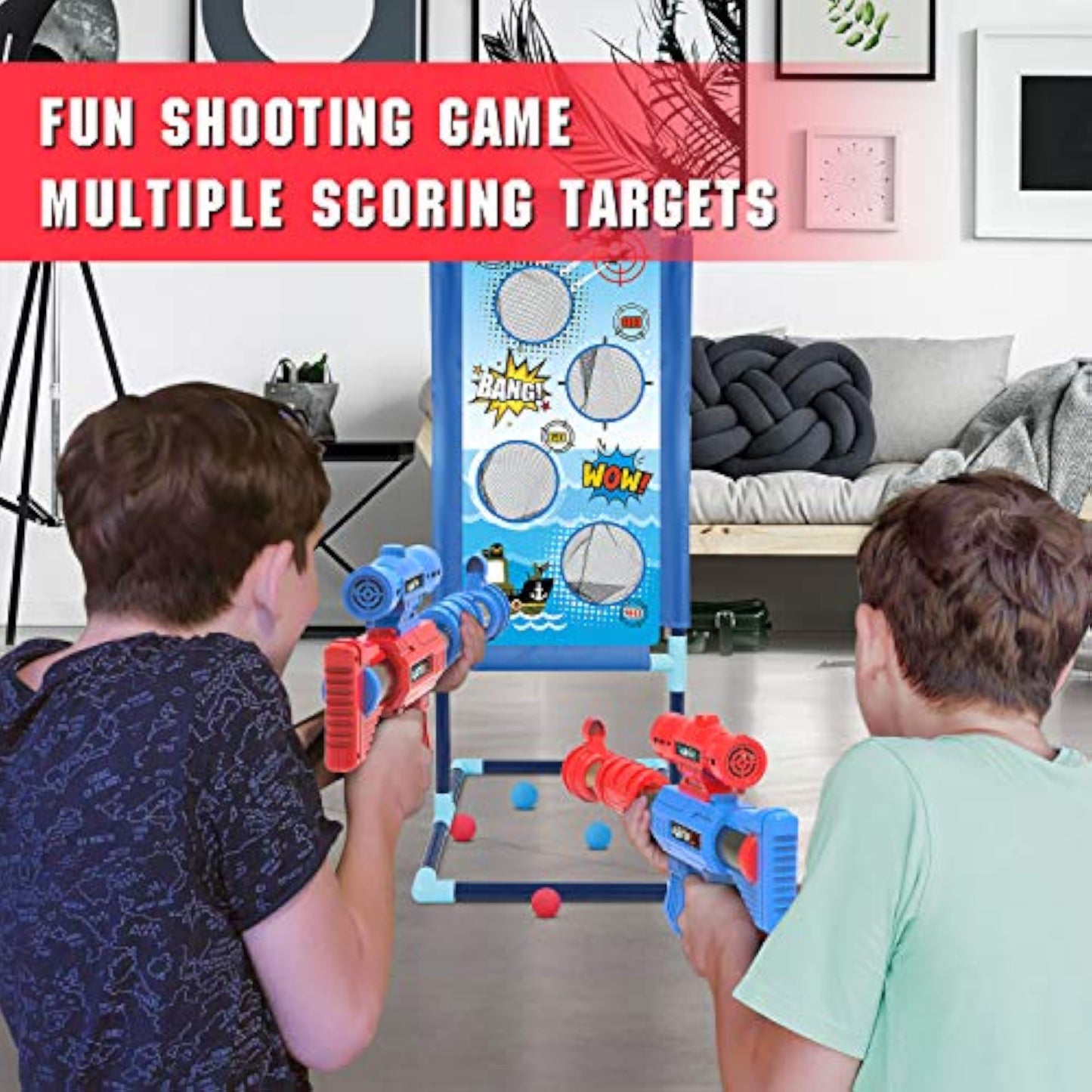 YEEBAY Target Game Set for Age 6, 7, 8,9,10+ Year Old Kids, Boys, Active Play Game with Soft Foam Balls and Scoring Target - New
