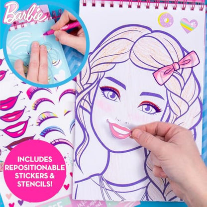 Horizon Group USA Barbie Magazine - Create Hair & Makeup Looks with 130+ Stencils, 180+ Stickers, Crayons & Pretend Makeup - New