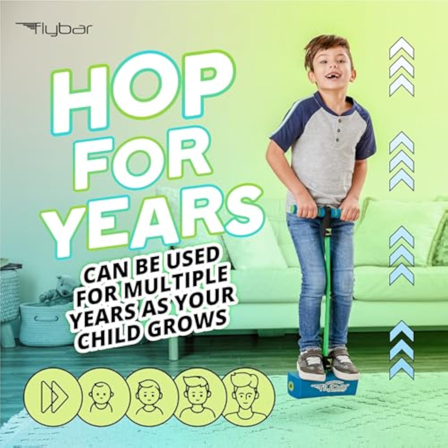 Flybar My First Foam Pogo Jumper for Kids Fun and Safe Pogo Stick for Toddlers, Durable Foam and Bungee Jumper for Ages 3 and up, Supports up to 250lbs - New