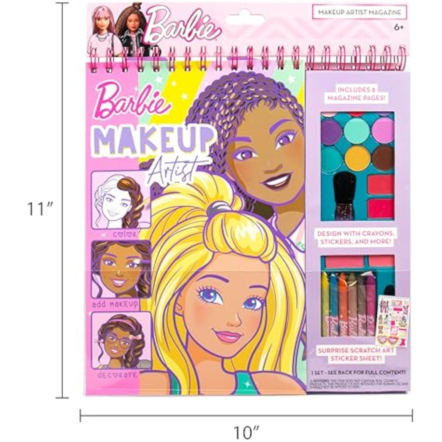 Horizon Group USA Barbie Magazine - Create Hair & Makeup Looks with 130+ Stencils, 180+ Stickers, Crayons & Pretend Makeup - New