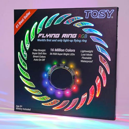 TOSY Flying Ring - 36 RGB Multicolor or 12 Monocolor LEDs, Super Bright, Lost Mode, Auto Light Up, Easter Basket Stuffers Gift for Kid/Teen/Boy/Girl, Safe, Waterproof, Pool/Beach/Camping Toy - New