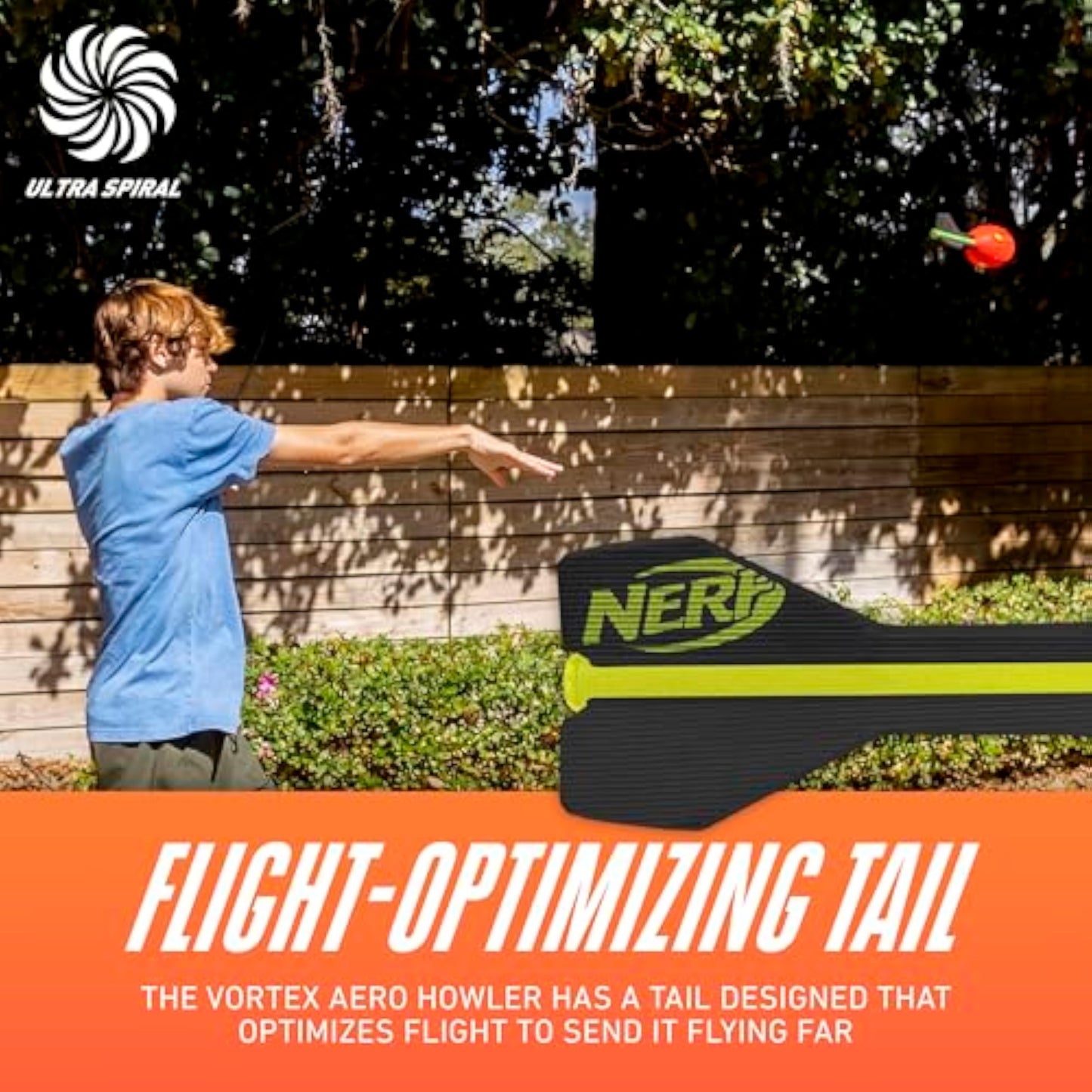 Nerf Vortex Aero Howler Foam Ball, Classic Long-Distance Football, Flight-Optimizing Tail, Whistling Sound, Indoor & Outdoor Fun, Christmas Stocking Stuffers for Kids - New
