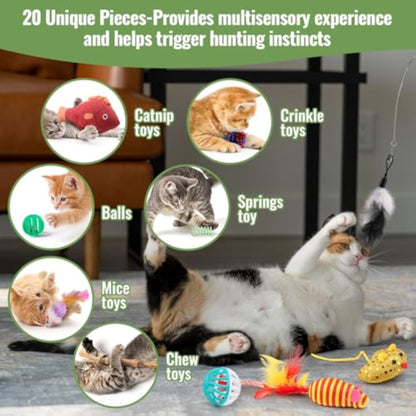 Fashion's Talk Cat Toys Variety Pack for Kitty 20 Pieces - New