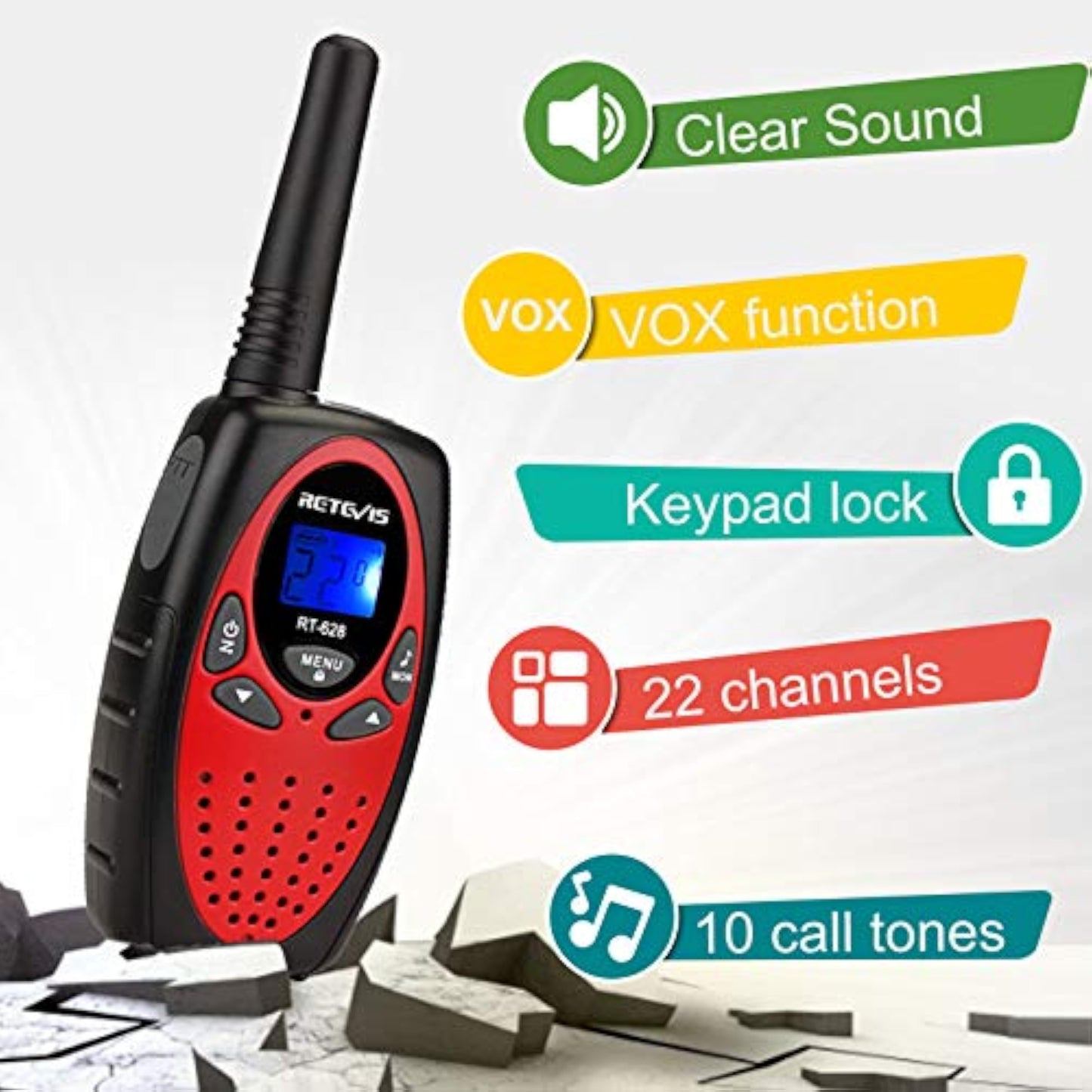 Retevis RT628 Walkie Talkies for Kids,Toys Gifts for 6-12 Years Old Boys Girls,Long Range 2 Way Radio 22CH VOX,Birthday Gift,Family Walkie Talkie for Camping Hiking Indoor Outdoor - New