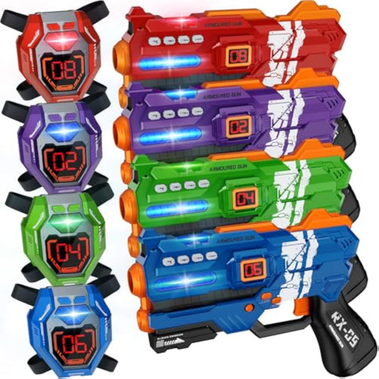 Laser Tag Guns Set of 4 Laser Tag Guns with Digital LED Score Display Vests,Gifts for Teens and Adults Boys & Girls,Adults and Family Fun,Gift for Kids Ages 8 9 10 11 12+Year Old Boy - New