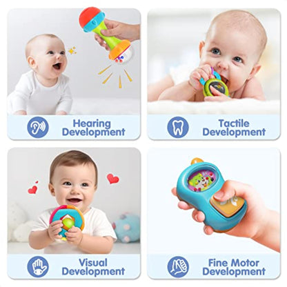 iPlay, iLearn 10pcs Baby Rattles Toys Set, Infant Grab Shake Rattle, Easy Hold Sensory Teether, Babies Development Learning Music Toy, Newborn Shower Birthday Gift 1 2 3 4 5 6 7 9 10 12 Month Boy Girl - New