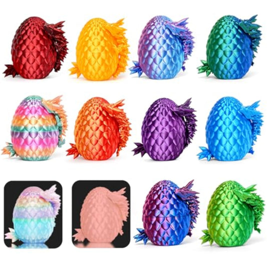 12PCS 3D Printed Dragon Eggs, Easter Basket Stuffers for Kids, Prefilled Easter Eggs with Dragon Fidget Toys, 3D Printed Animals Fidget Dinosaur Toys, Classroom Prizes Supplies for Boys Girls - New