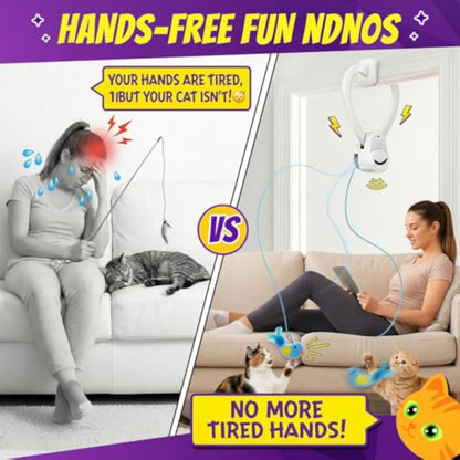 Interactive Cat Toys for Indoor Cats: Automatic Flying Bird Feather Wand Chase Exercise Enrichment Stimulation, USB Rechargeable Durable Safe Hanging Toy for Bored Kittens Adult Multi Cat Households - New