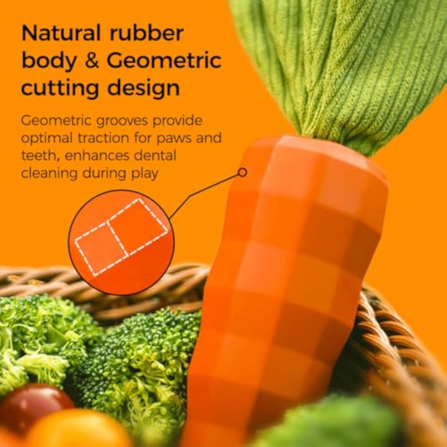 MewaJump Dog Squeaky Chew Toys for Aggressive Chewers, Rubber Carrot Dog Toys for Training and Cleaning, Durable Interactive Tough Dog Toy for Puppy Medium Dogs - New