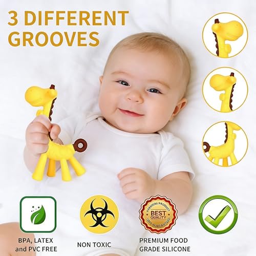HAILI XMGQ Baby Teething Toys 3-6 Months, Baby Chew Teether Freezer BPA Free, Babies Teething Relief for Infants, Banana Toothbrush, Fruit Shape Giraffe Newborn Teether Gift for Baby Boy and Girl - New