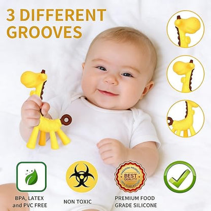 HAILI XMGQ Baby Teething Toys 3-6 Months, Baby Chew Teether Freezer BPA Free, Babies Teething Relief for Infants, Banana Toothbrush, Fruit Shape Giraffe Newborn Teether Gift for Baby Boy and Girl - New