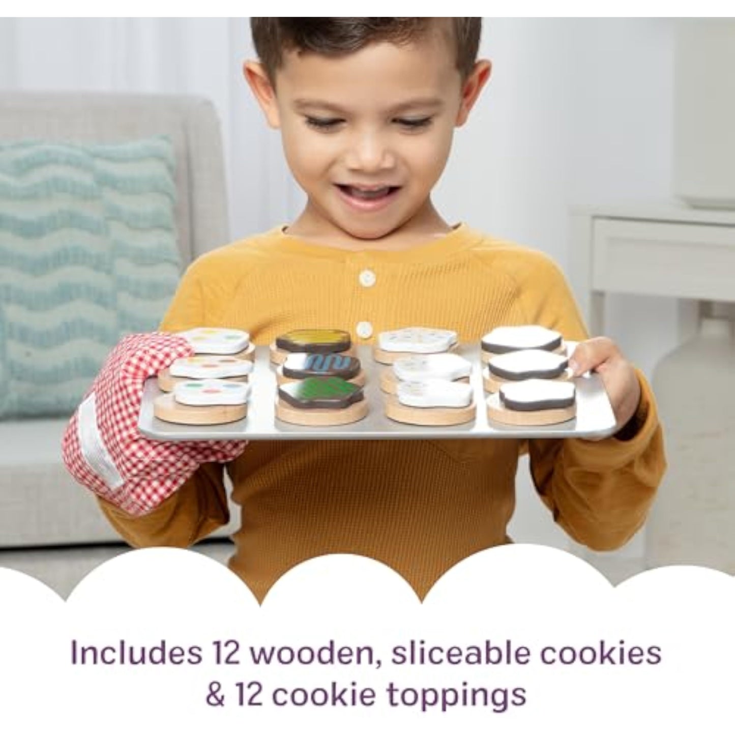 Melissa & Doug Slice & Bake Cookie Set with Wooden Play Food, Colorful Toppings & Play Kitchen Accessories, Preschool Learning Toys for Girls & Boys 3+ - New
