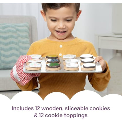 Melissa & Doug Slice & Bake Cookie Set with Wooden Play Food, Colorful Toppings & Play Kitchen Accessories, Preschool Learning Toys for Girls & Boys 3+ - New