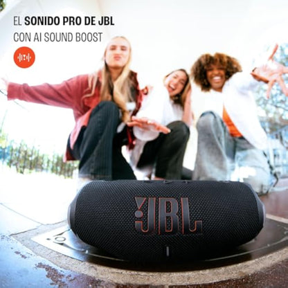 JBL Charge 6 - Portable Waterproof & Drop-Proof Bluetooth Speaker, Bold JBL Pro Sound with AI Sound Boost, 28Hrs of Playtime, Built-in powerbank & Comes with a Sturdy/Removable Carrying Strap (Black) - New